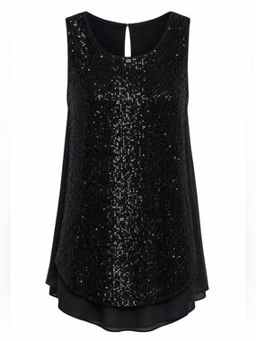 Papillon Black Sequin Layered Top XS NWT Sleeveless